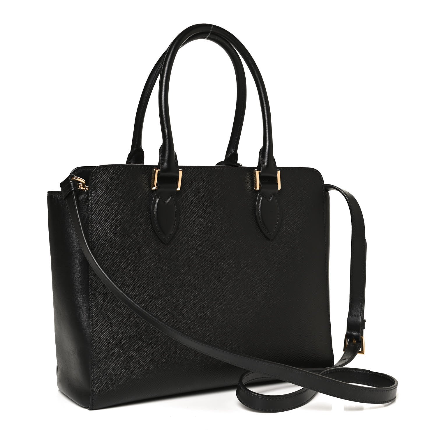 Prada Saffiano Soft Calfskin Small Zippered Tote Black 2 of 9