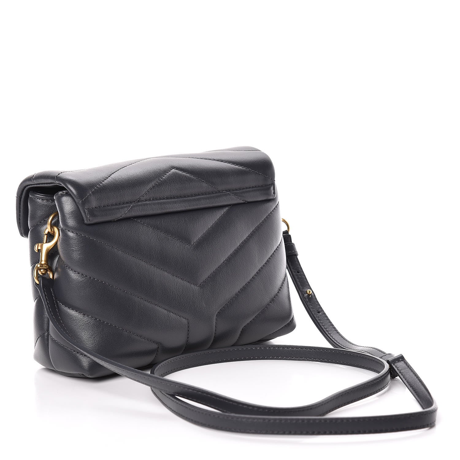 Saint Laurent Calfskin Y Quilted Monogram Toy Loulou Crossbody Bag Asphalt 3 of 12