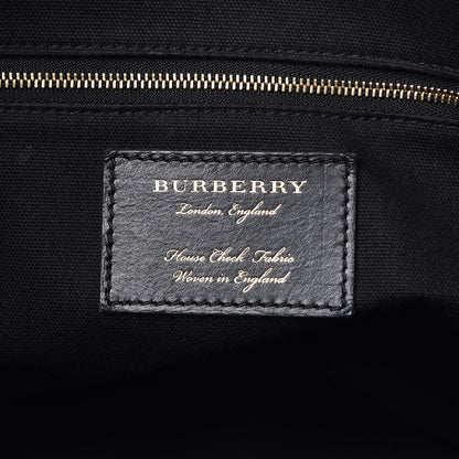Burberry Derby Calfskin House Check Medium Welburn Tote Black 4 of 13