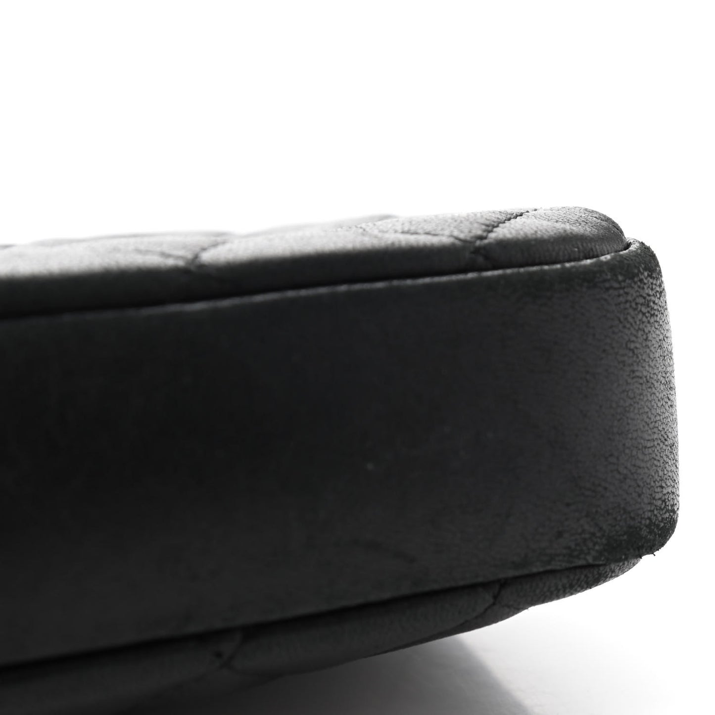 Lambskin Quilted Small Curvy Pouch Cosmetic Case Black