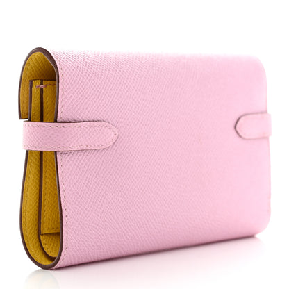 Hermes Epsom Medium Kelly Wallet Mauve Sylvestre Jaune De Naples 3 of 7