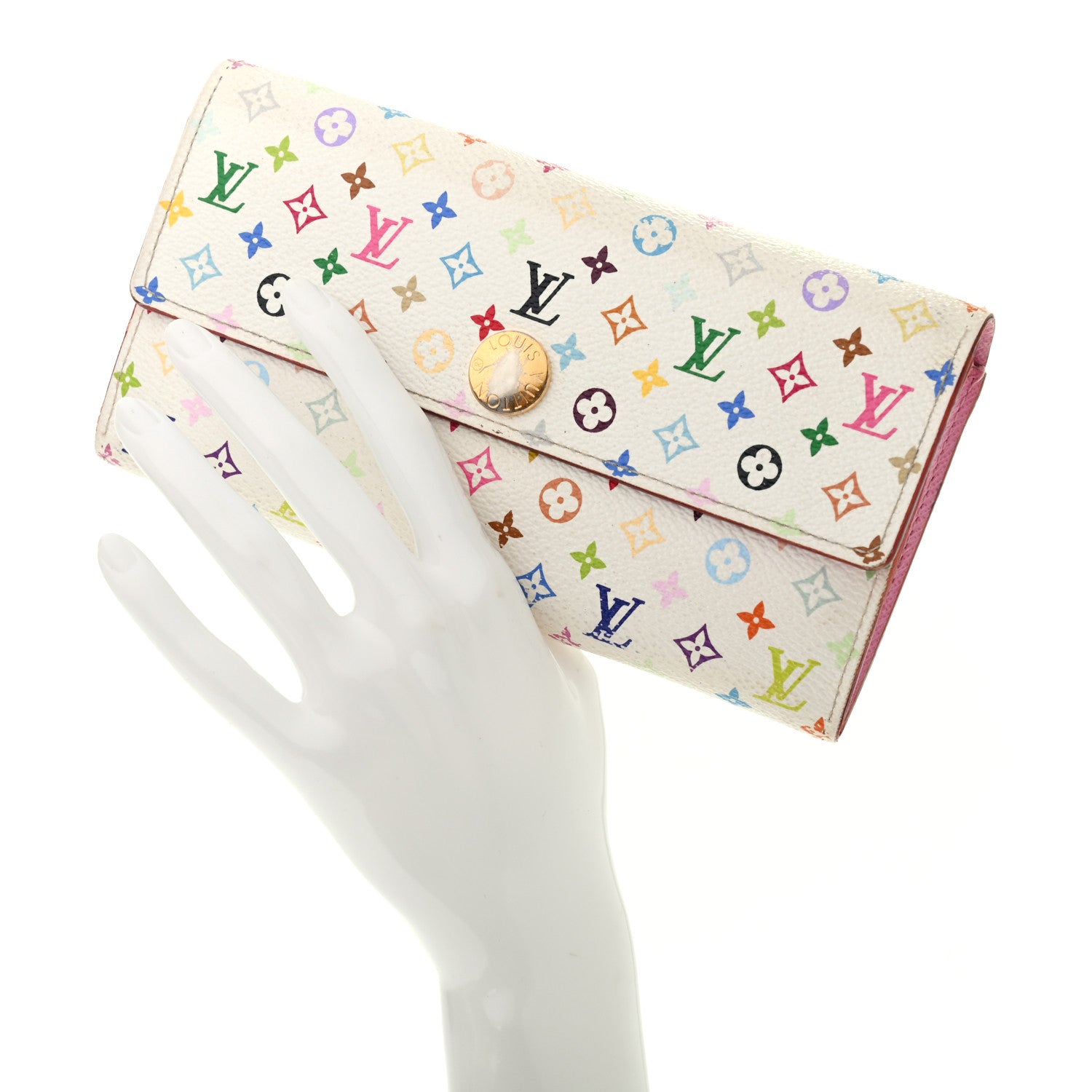 Louis Vuitton Monogram Multicolor Sarah Wallet White Litchi 2 of 11