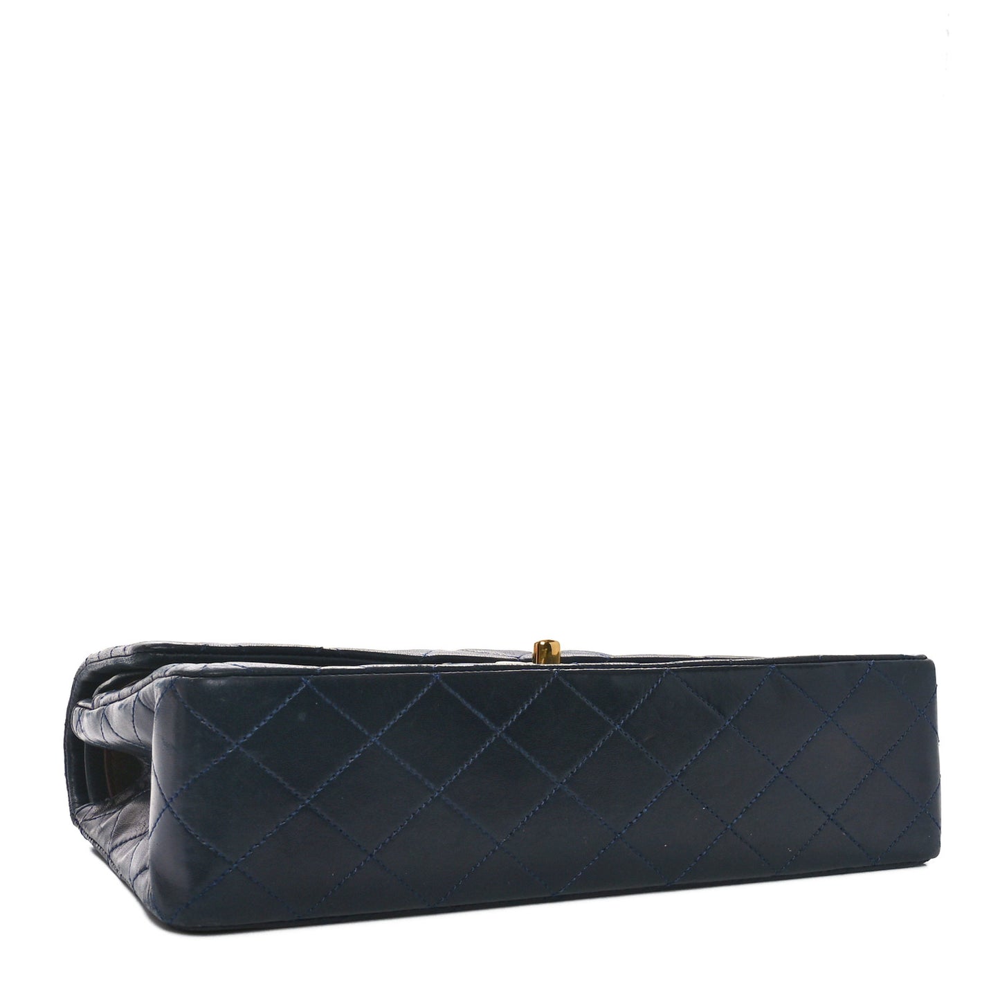 Lambskin Quilted Small Double Flap Navy
