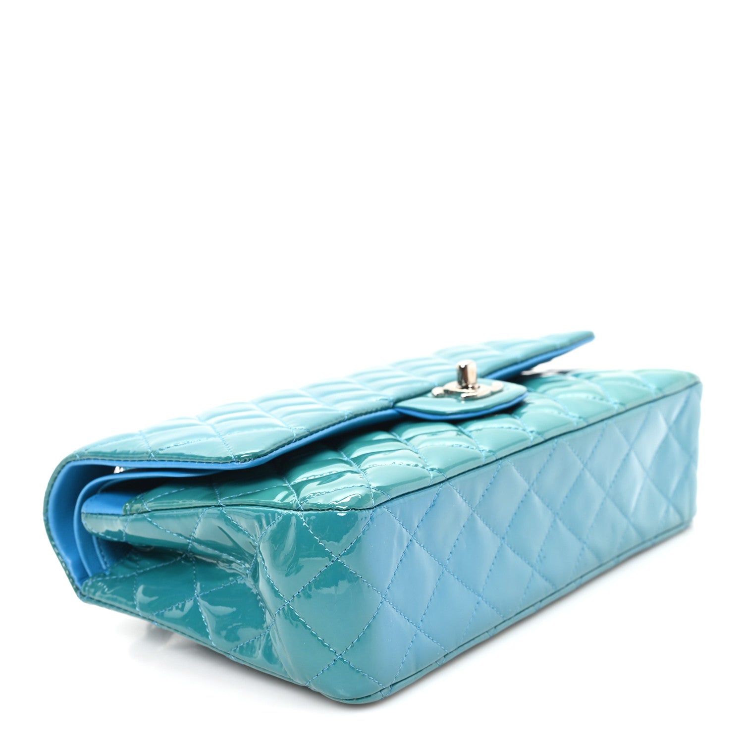 Chanel Patent Quilted Medium Double Flap Turquoise 4 of 10