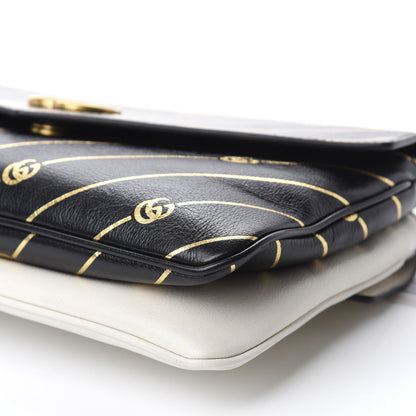 Gucci Calfskin Diagonal GG Medium Thiara Double Envelope Shoulder Bag Black White 8 of 11