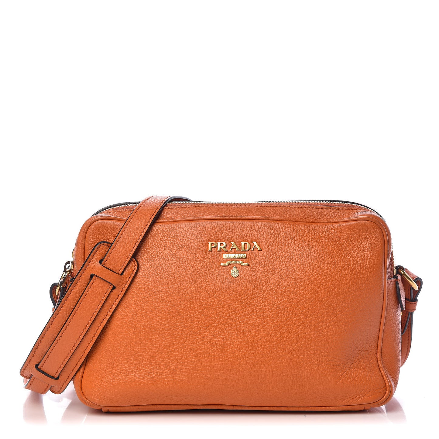 Vitello Daino Medium Double Zip Shoulder Bag Papaya