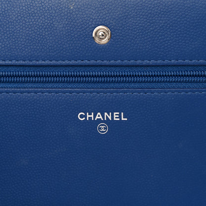 Chanel Caviar Camellia Embossed Wallet On Chain WOC Blue 6 of 14