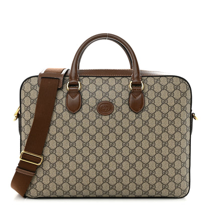 Gucci GG Supreme Monogram Azalea Calfskin Retro Interlocking G Business Case Beige Ebony Brown Sugar 1 of 16
