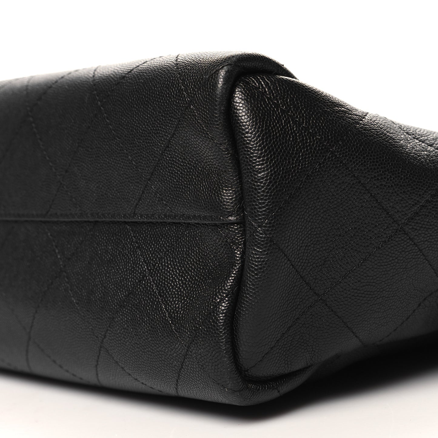 Caviar Stitched Medium Lady Coco Shopping Tote Black