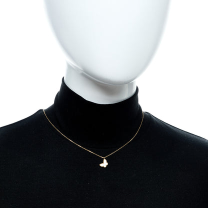 Van Cleef & Arpels 18K Yellow Gold Mother of Pearl Sweet Alhambra Butterfly Pendant Necklace 2 of 6
