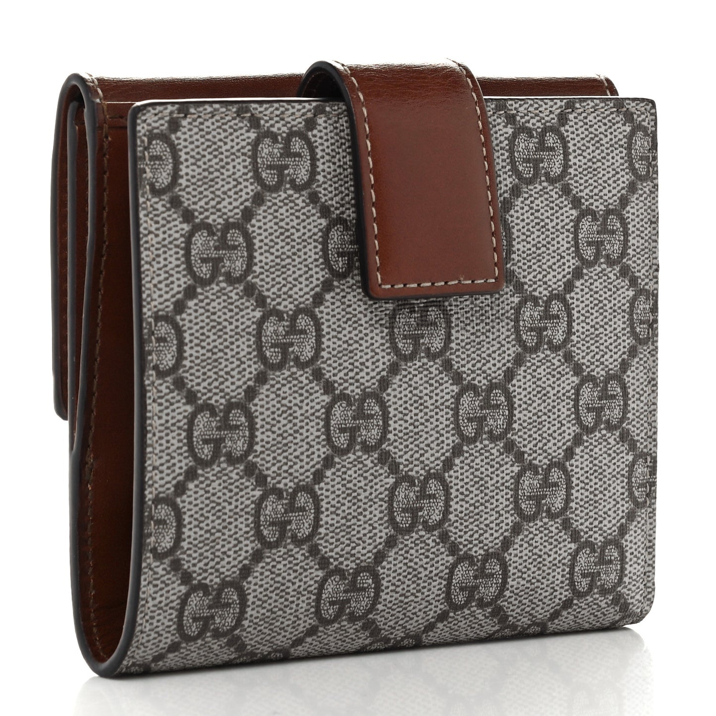 GG Supreme Monogram French Flap Wallet Brown