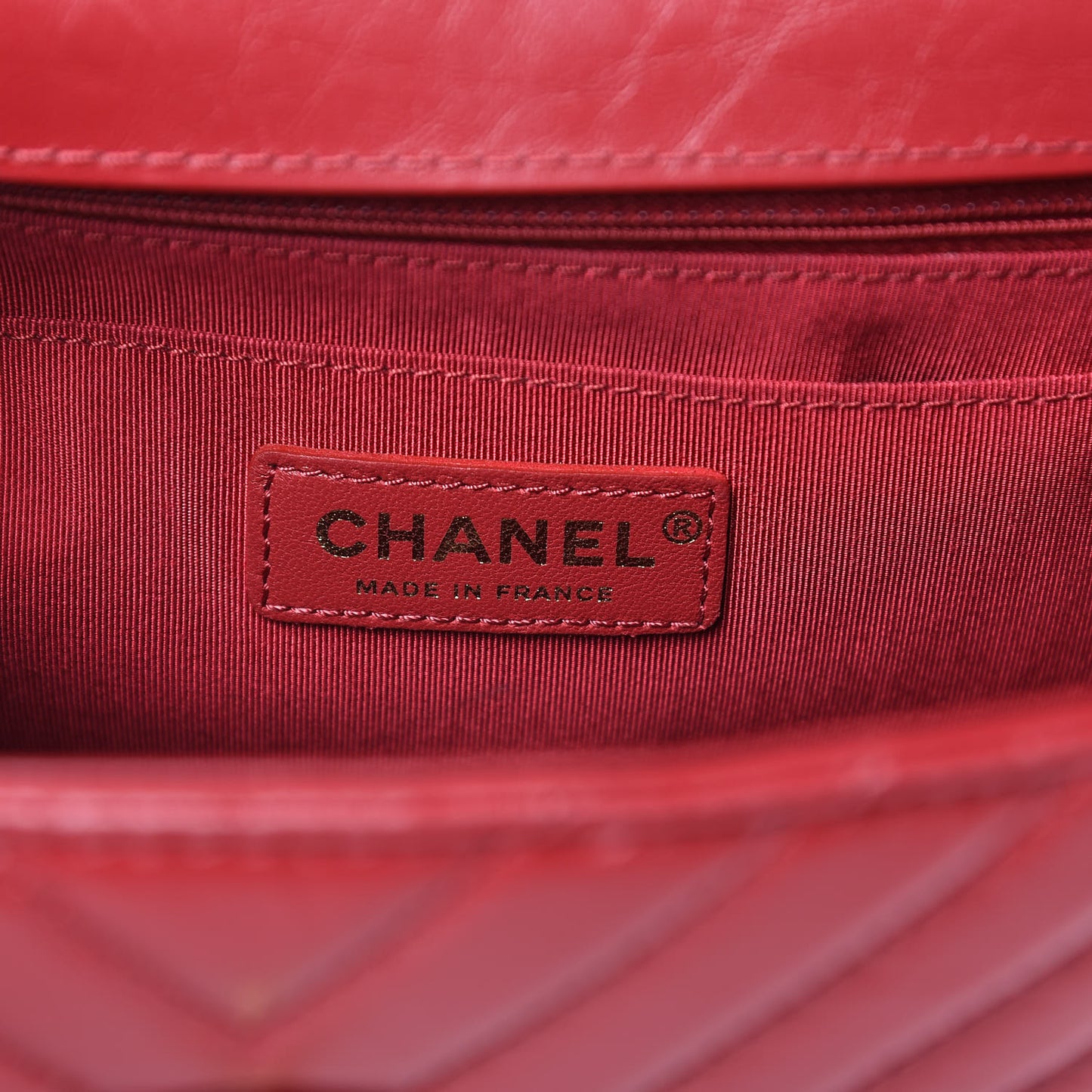 Aged Calfskin Chevron Quilted Backpack Red