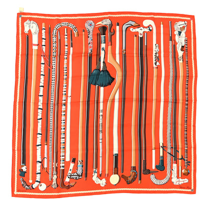 Hermes Silk Les Cannes Scarf 90 Capucine Brun Grege 1 of 4