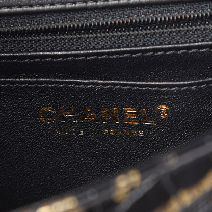 Chanel Calfskin Crocodile Embossed Graffiti 2.55 Mini Cocodile Reissue Flap Black Gold 8 of 10