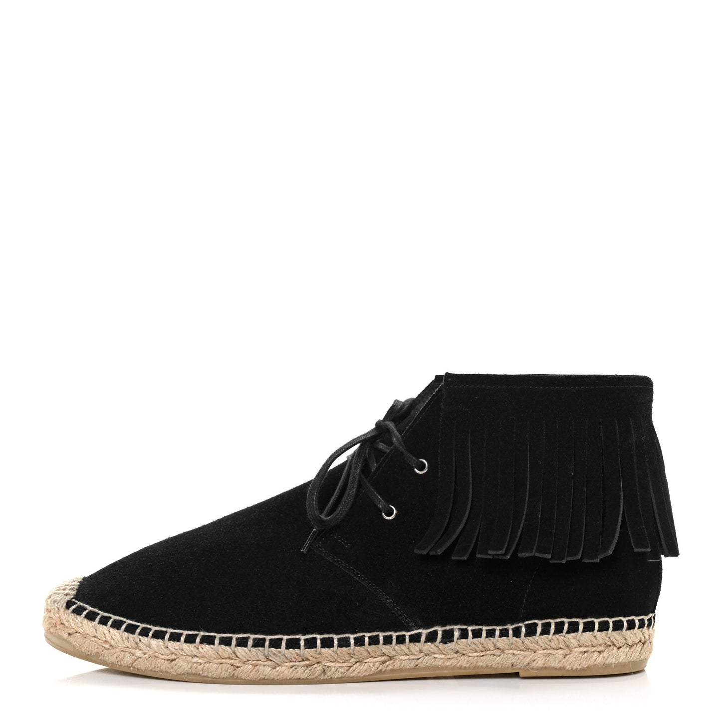 Suede Fringe Moccasin Booties 41 Black