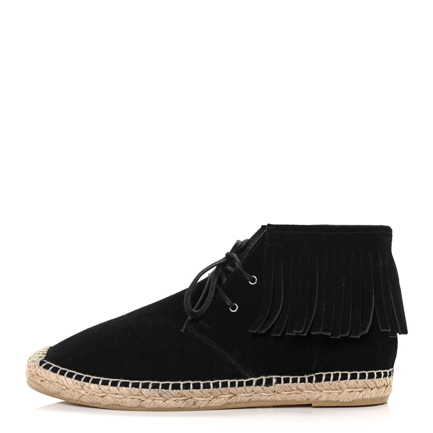 Saint Laurent Suede Fringe Moccasin Booties 41 Black 1 of 8