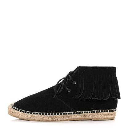 Saint Laurent Suede Fringe Moccasin Booties 41 Black 1 of 8