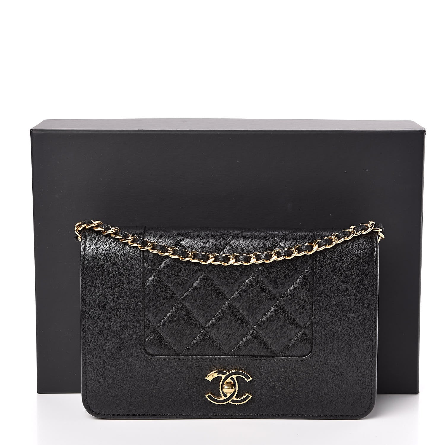 Chanel Sheepskin Quilted Mademoiselle Vintage Wallet On Chain WOC Black 13 of 13