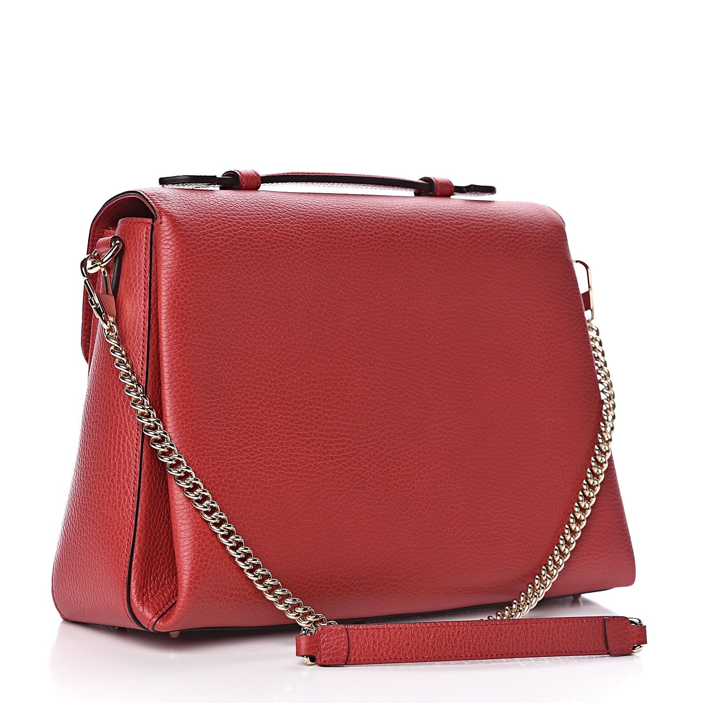 Dollar Calfskin Medium Interlocking G Top Handle Shoulder Bag Red