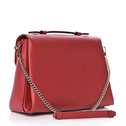 Gucci Dollar Calfskin Medium Interlocking G Top Handle Shoulder Bag Red 3 of 10