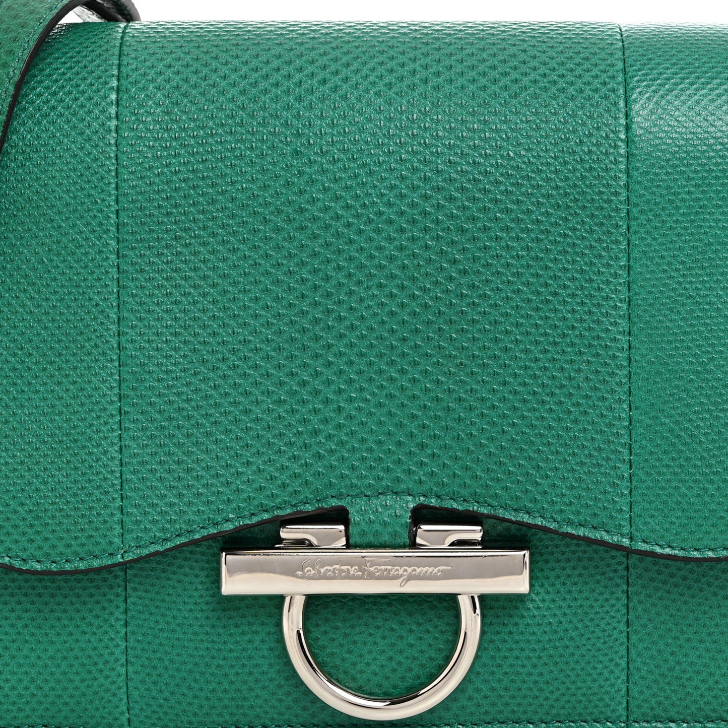 Calfskin Reptile Embossed Joanne Crossbody Emerald Green