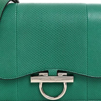 Salvatore Ferragamo Calfskin Reptile Embossed Joanne Crossbody Emerald Green 8 of 10