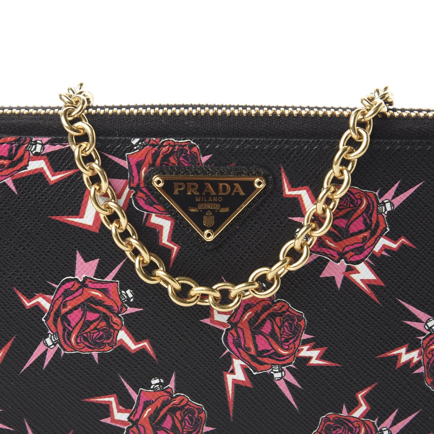 X UNIVERSAL STUDIOS Saffiano Frankenstein Rose Mini Double Zip Chain Crossbody Bag Lacca