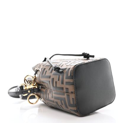 Fendi Vitello Liberty F is Fendi Bi-Color FF 1974 Embossed Mini Mon Tresor Bucket Bag Maya Black 4 of 10