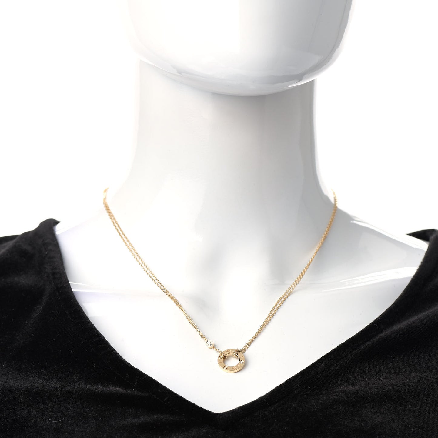 18K Yellow Gold 2 Diamond LOVE Necklace