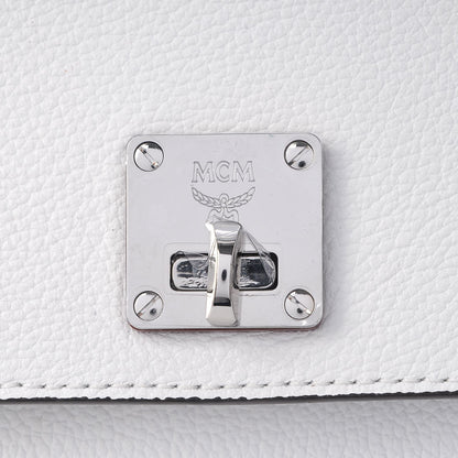 MCM Grained Calfskin Medium Milla Convertible Backpack White Flake 8 of 13