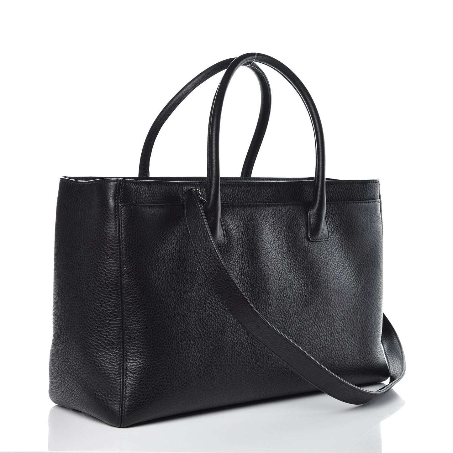Calfskin Cerf Executive Shopper Tote Black