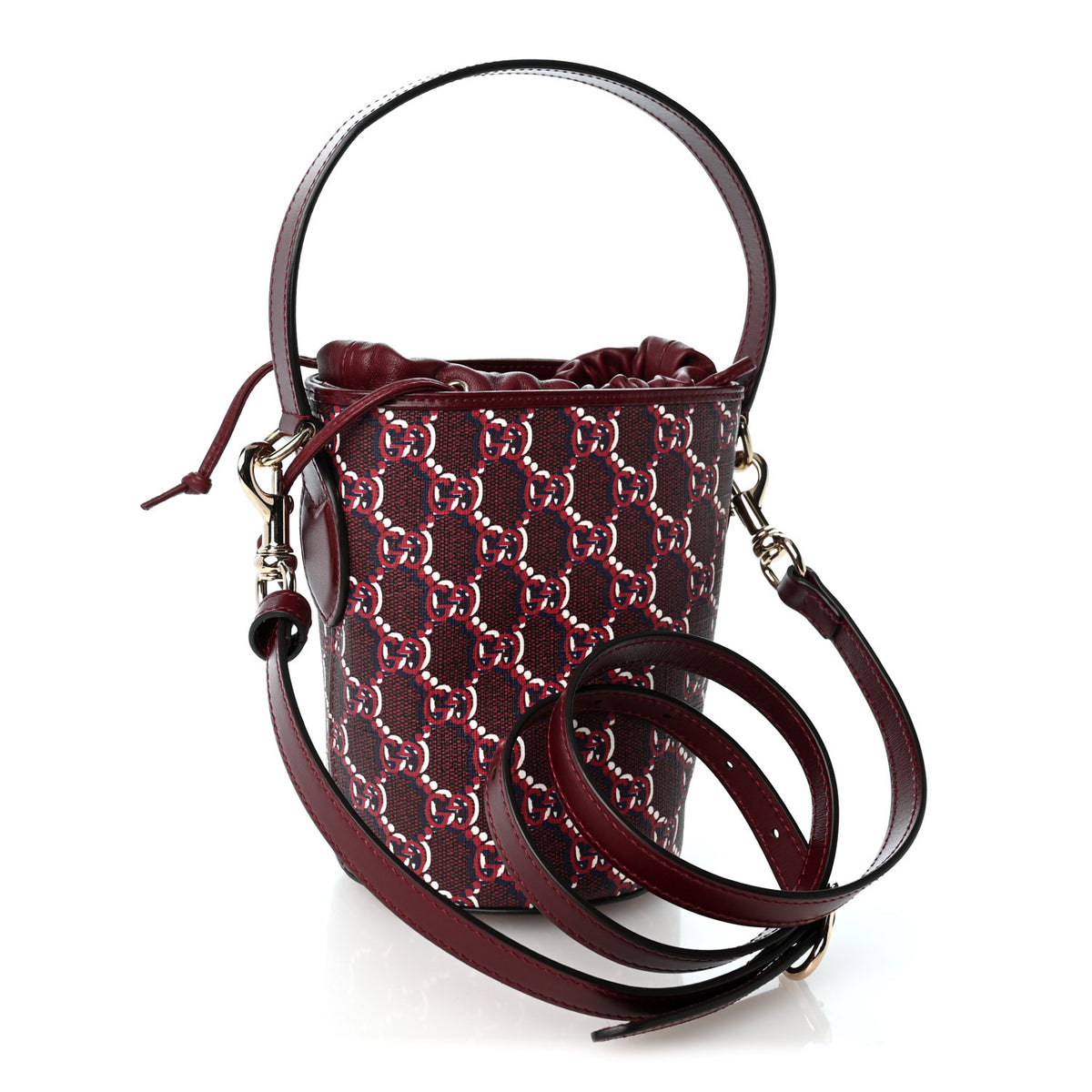 Gucci GG Shadow Monogram Mini Bucket Bag Rosso Ancora Red 3 of 9