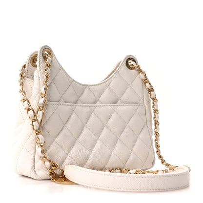 Chanel Caviar Quilted Small Wavy CC Hobo White 3 of 11