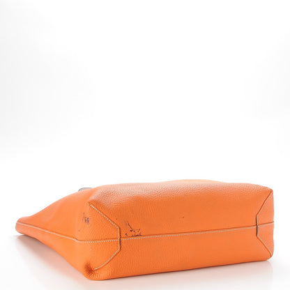 Hermes Taurillon Clemence Double Sens 45 Reversible Tote Orange Gris Perle 5 of 15