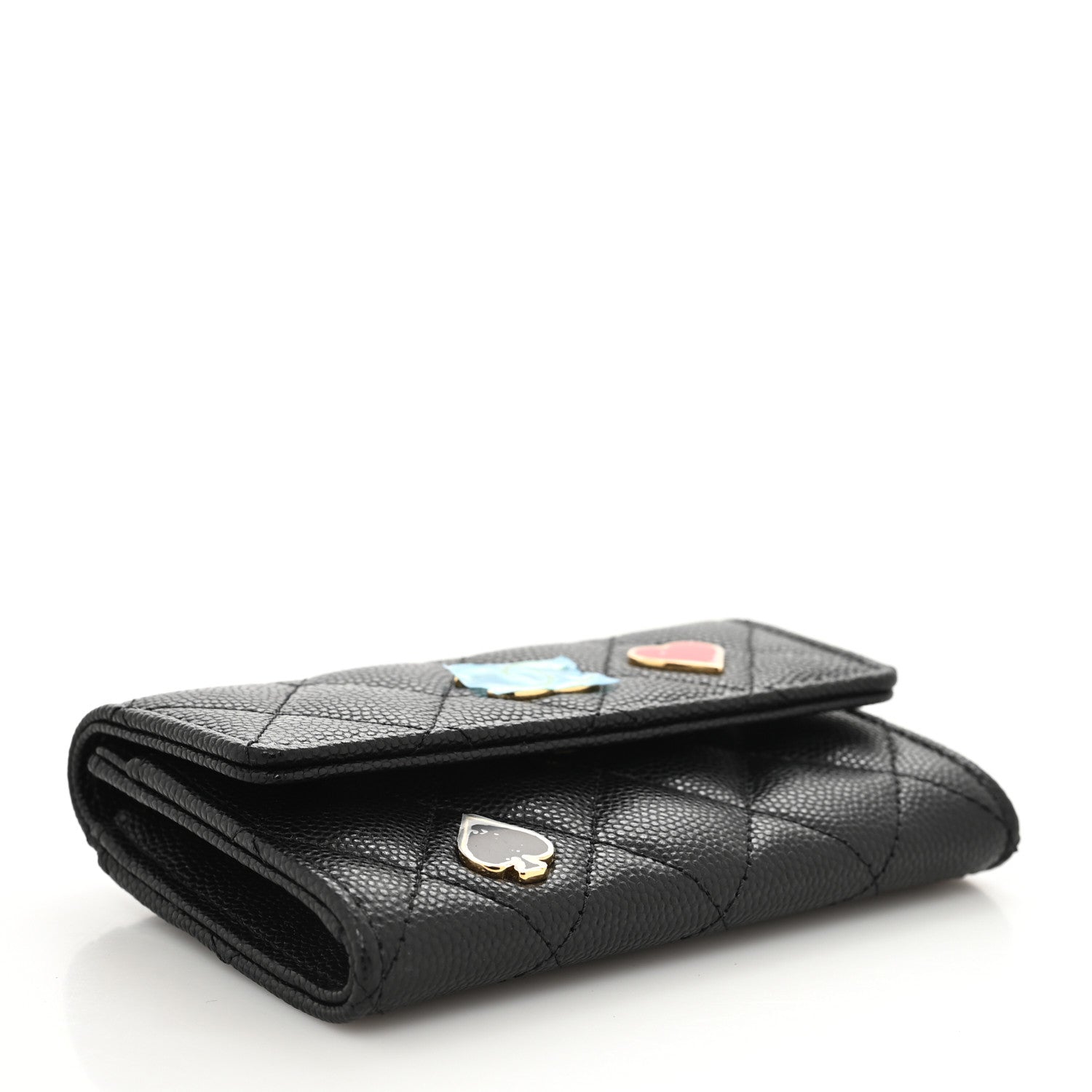 Chanel Caviar Quilted Enamel Coco Casino Flap Card Holder Wallet Black 4 of 9