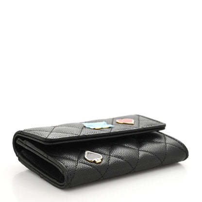 Chanel Caviar Quilted Enamel Coco Casino Flap Card Holder Wallet Black 4 of 9