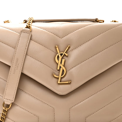 Saint Laurent Calfskin Y Quilted Monogram Small Loulou Chain Satchel Dark Beige 8 of 11