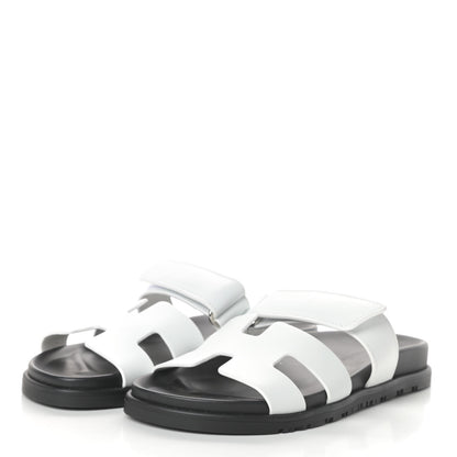 Hermes Calfskin Womens Chypre Sandals 38 White 3 of 7
