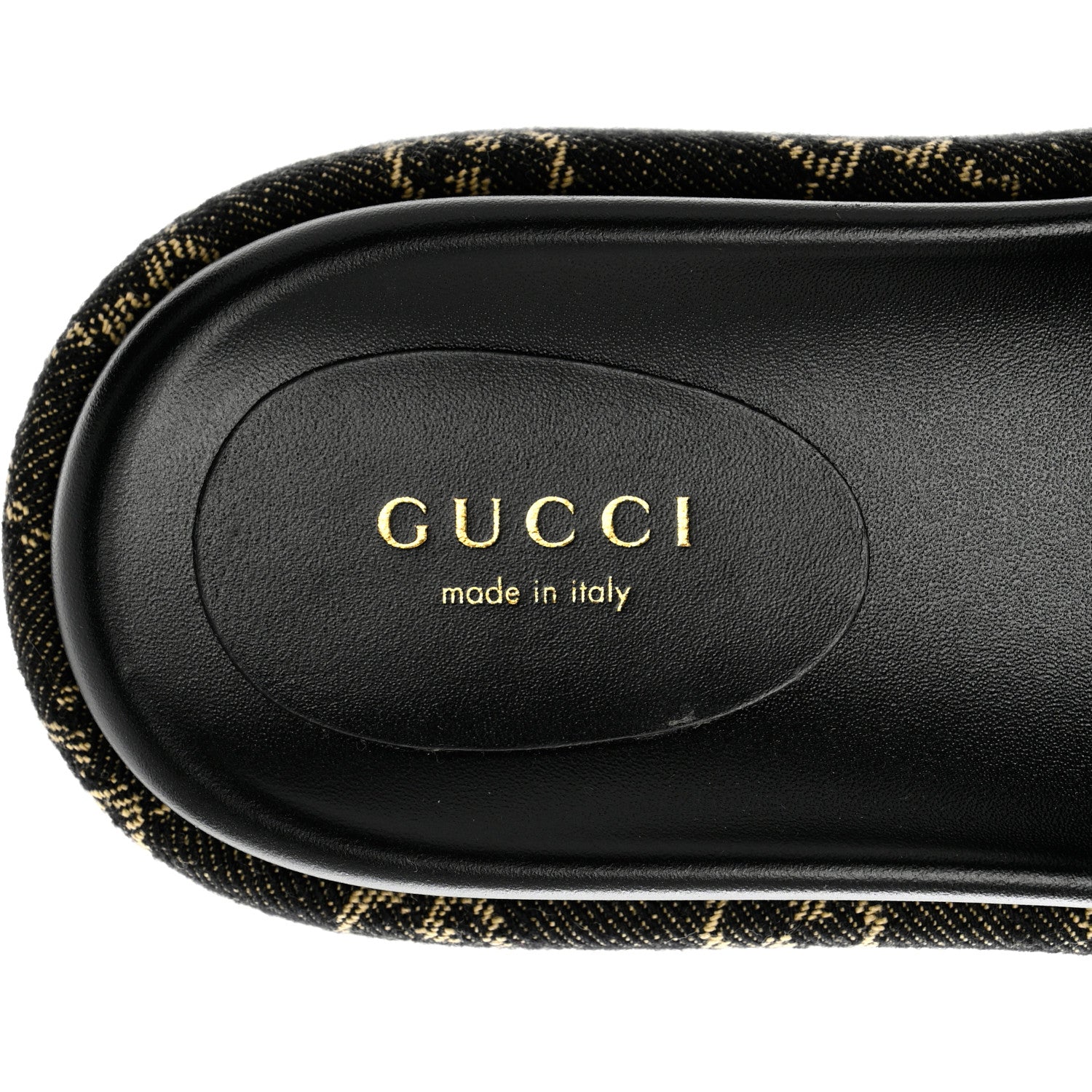 Gucci Jacquard Black Denim GG Monogram Angelina Platform 55mm Slide Sandals 36.5 Black Ivory 7 of 9