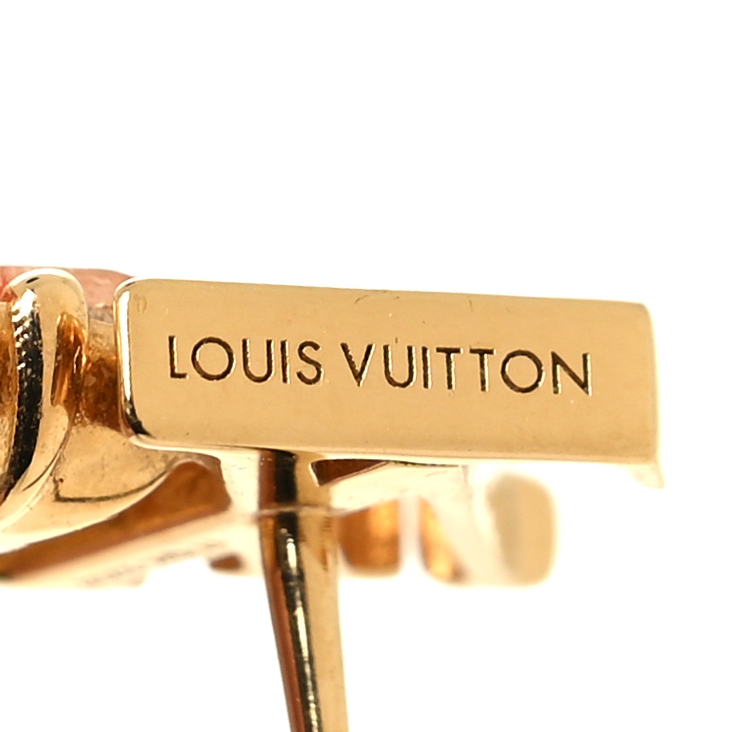 Louis Vuitton Metal Crystal Loulougram Monogram Flowers Earrings Gold 4 of 6