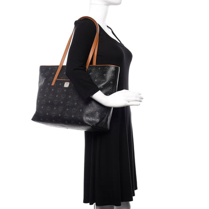 MCM Visetos Medium Anya Shopper Tote Black 2 of 19