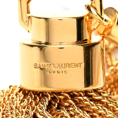 Saint Laurent Brass Double Tassel Necklace Gold 5 of 5