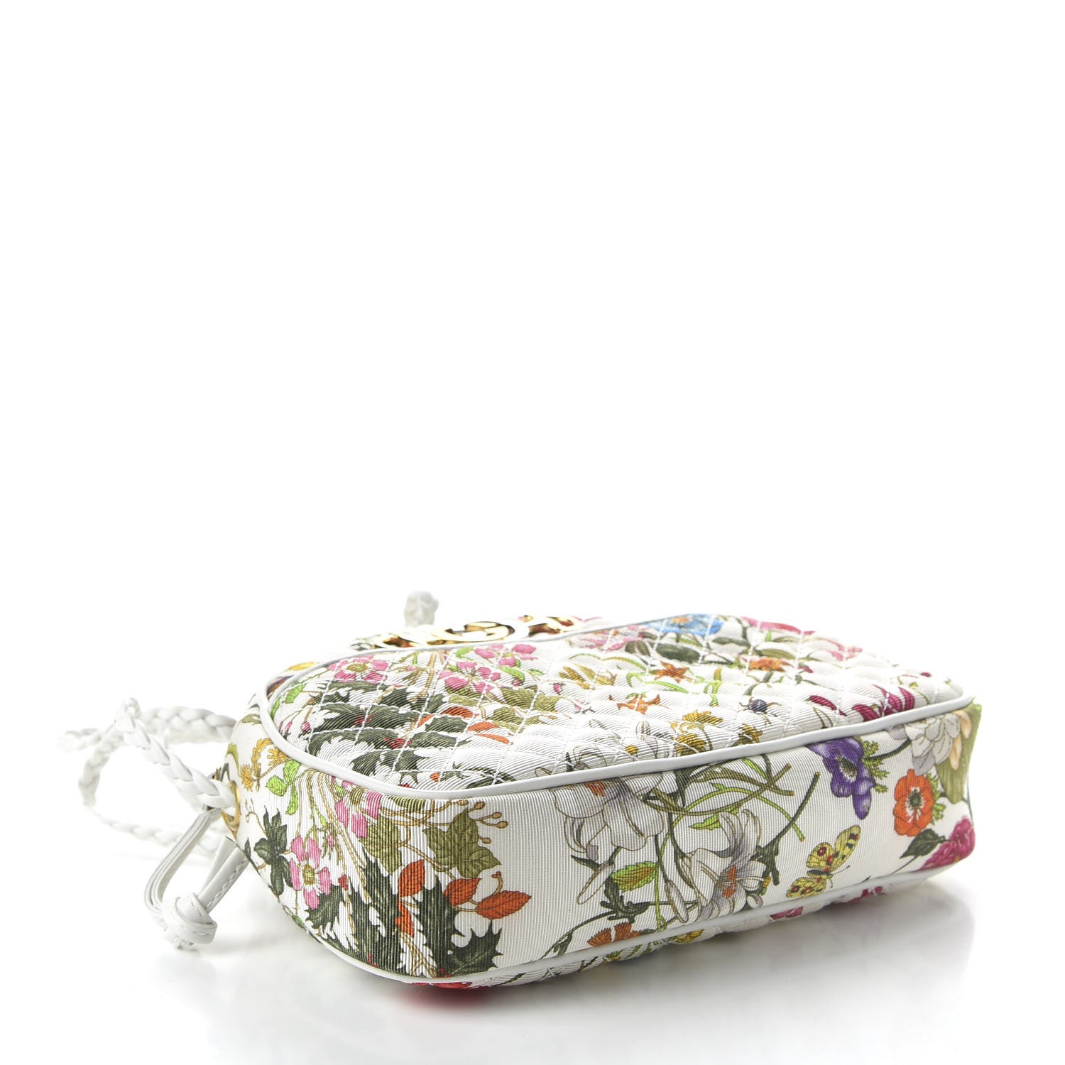 Gucci Canvas Flora Floral Trapuntata Small Zumi Dome Shoulder Bag White 6 of 21