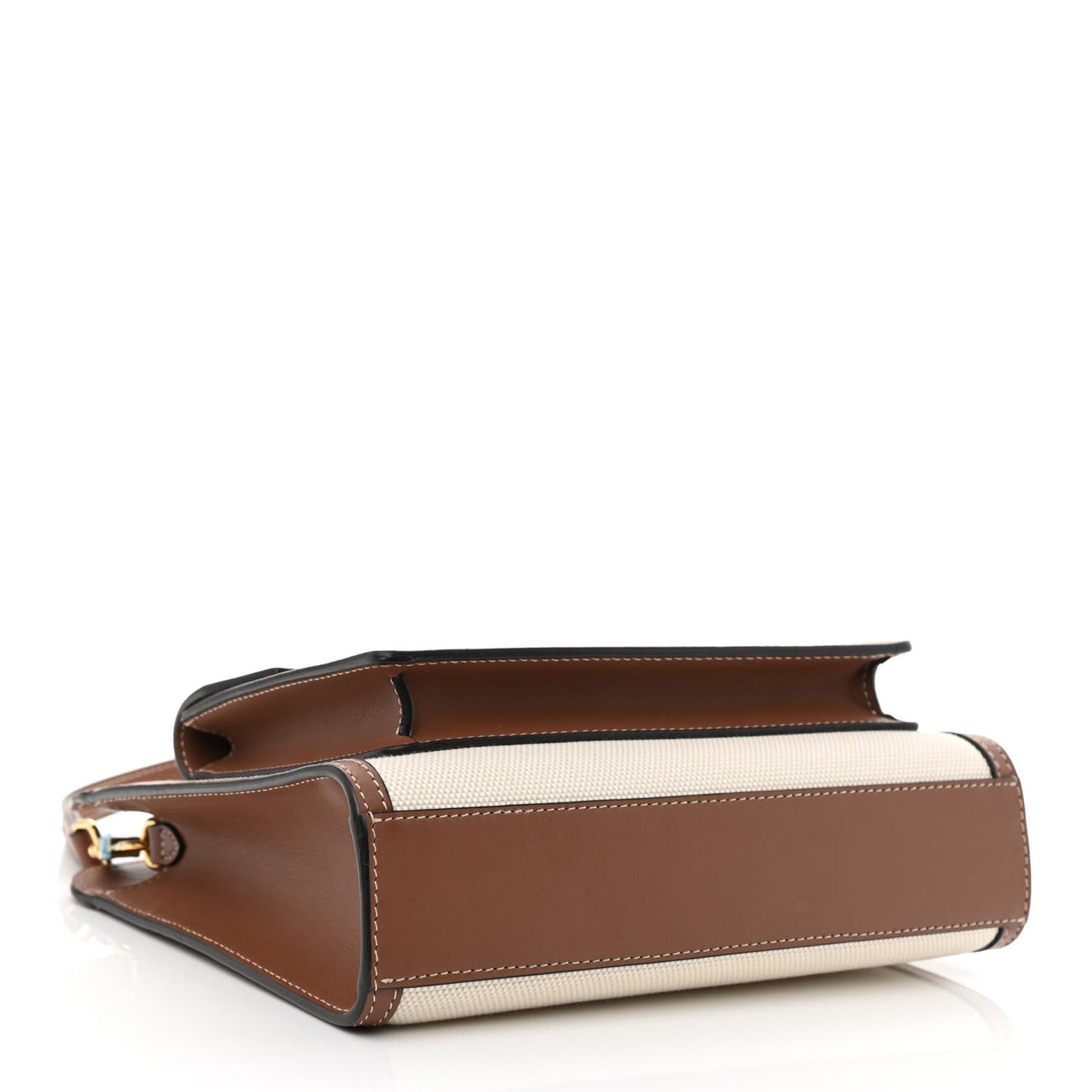 Canvas Smooth Calfskin Two Tone Mini Pocket Bag Natural Malt Brown