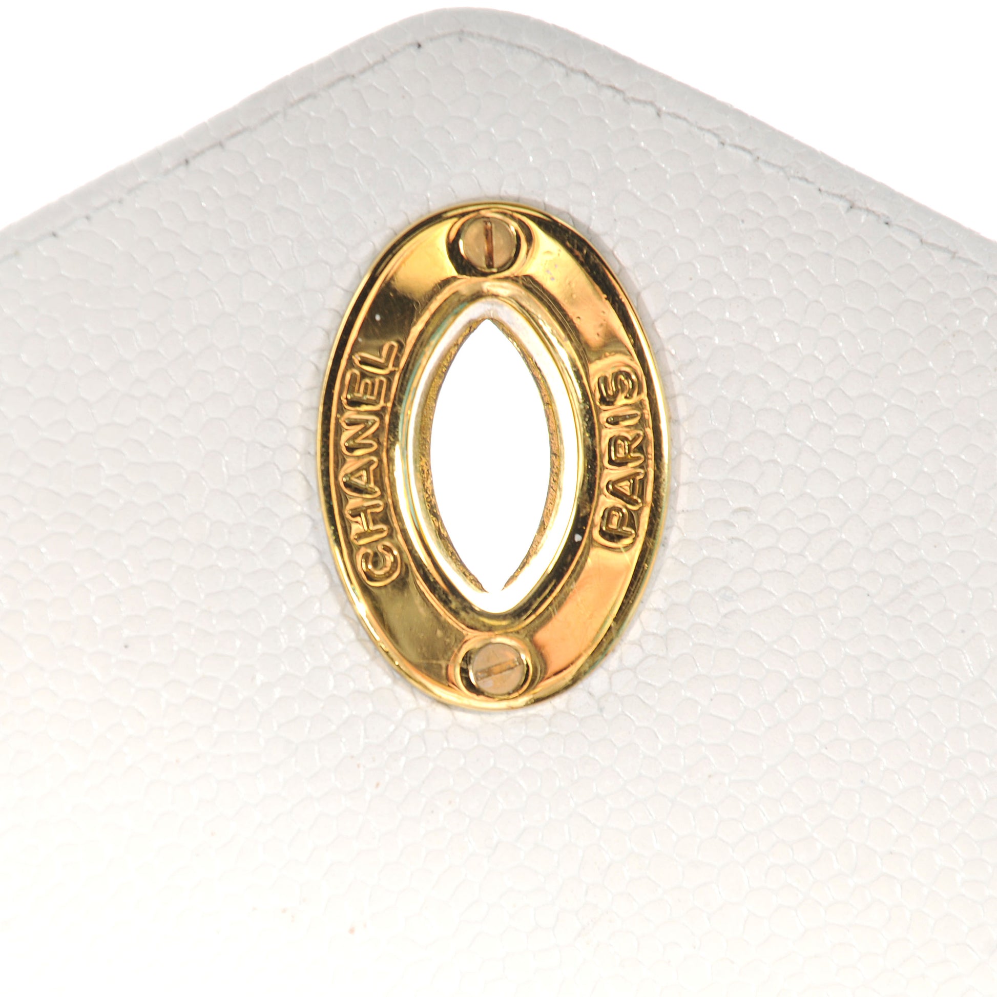 Chanel Caviar Chevron Jumbo Flap White 9 of 10
