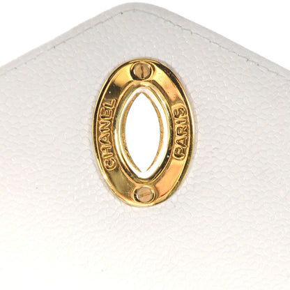 Chanel Caviar Chevron Jumbo Flap White 9 of 10