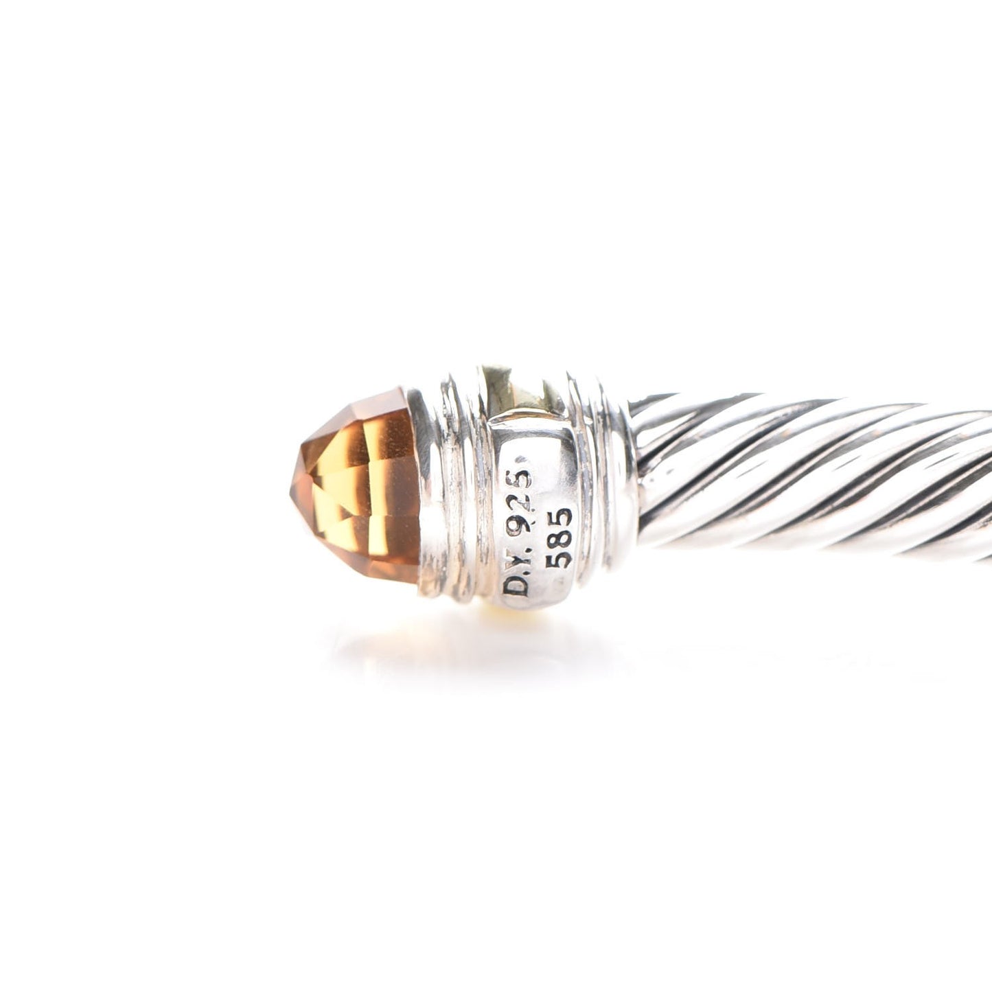 Sterling Silver 14K Yellow Gold Citrine 5mm Cable Classics Bracelet