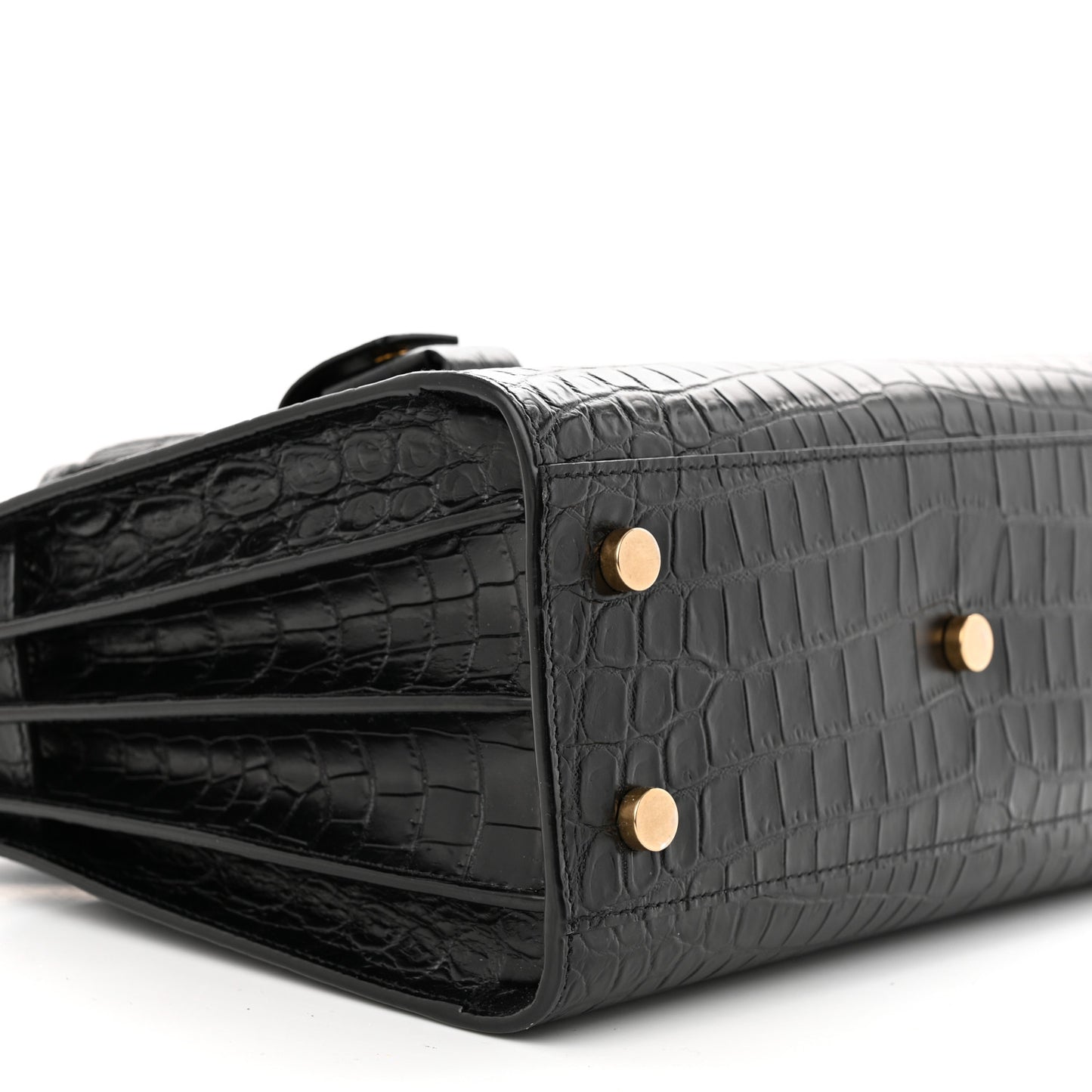Calfskin Crocodile Embossed Baby Sac De Jour Black