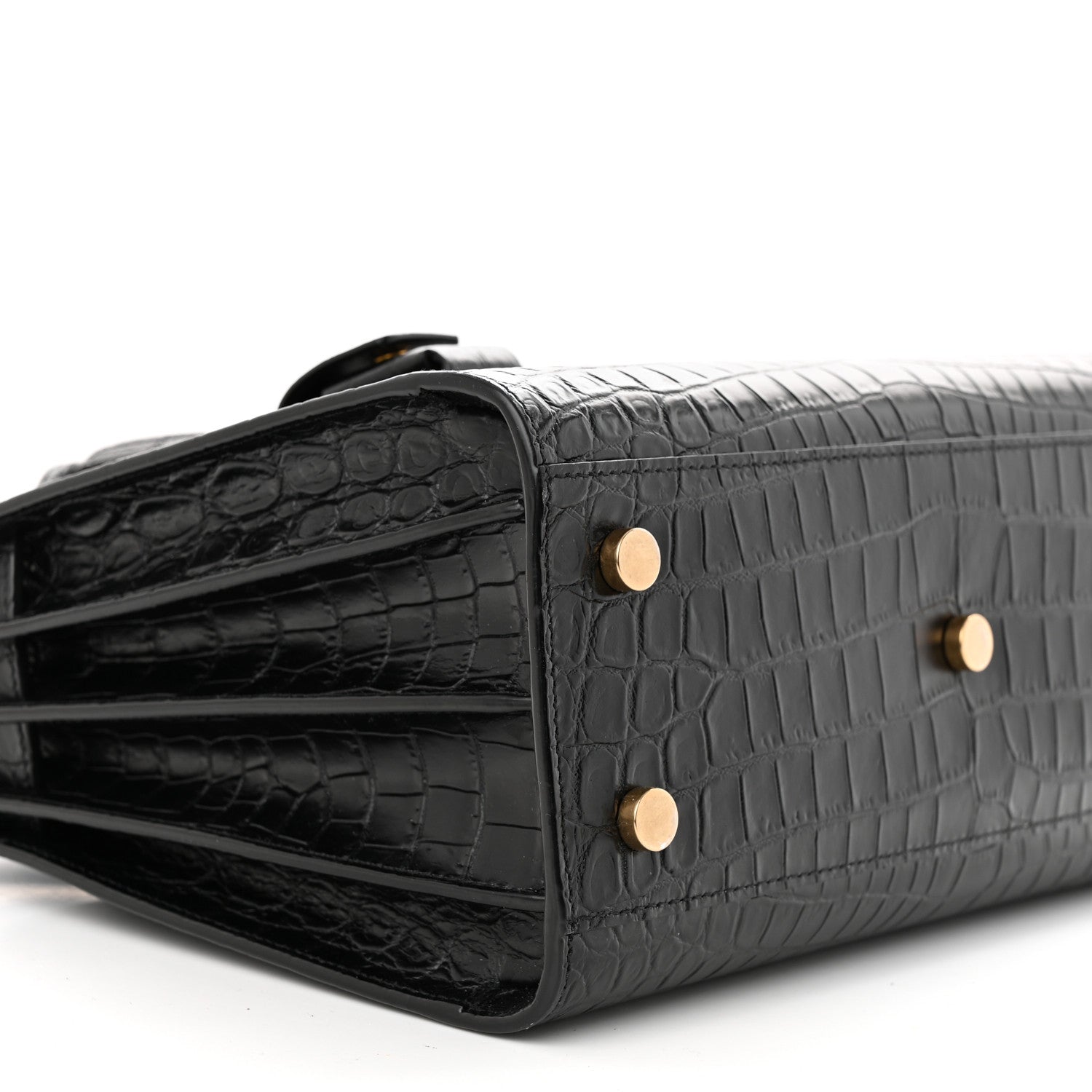 Saint Laurent Calfskin Crocodile Embossed Baby Sac De Jour Black 9 of 10