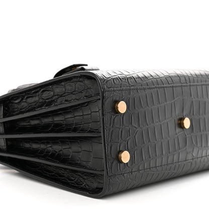 Saint Laurent Calfskin Crocodile Embossed Baby Sac De Jour Black 9 of 10